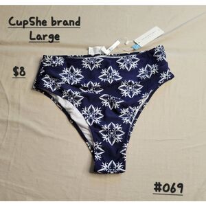 Swim bottoms nwt navy boho look large